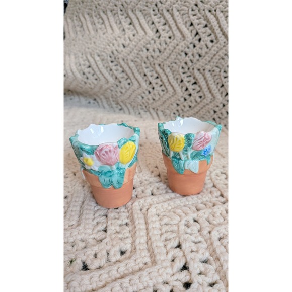 Other - Vintage Ceramic Flower Pot Salt and Pepper Shakers Set Spring Floral Garden 2pc